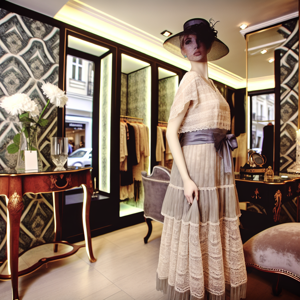 Un élégant mannequin portant une robe vintage Chan