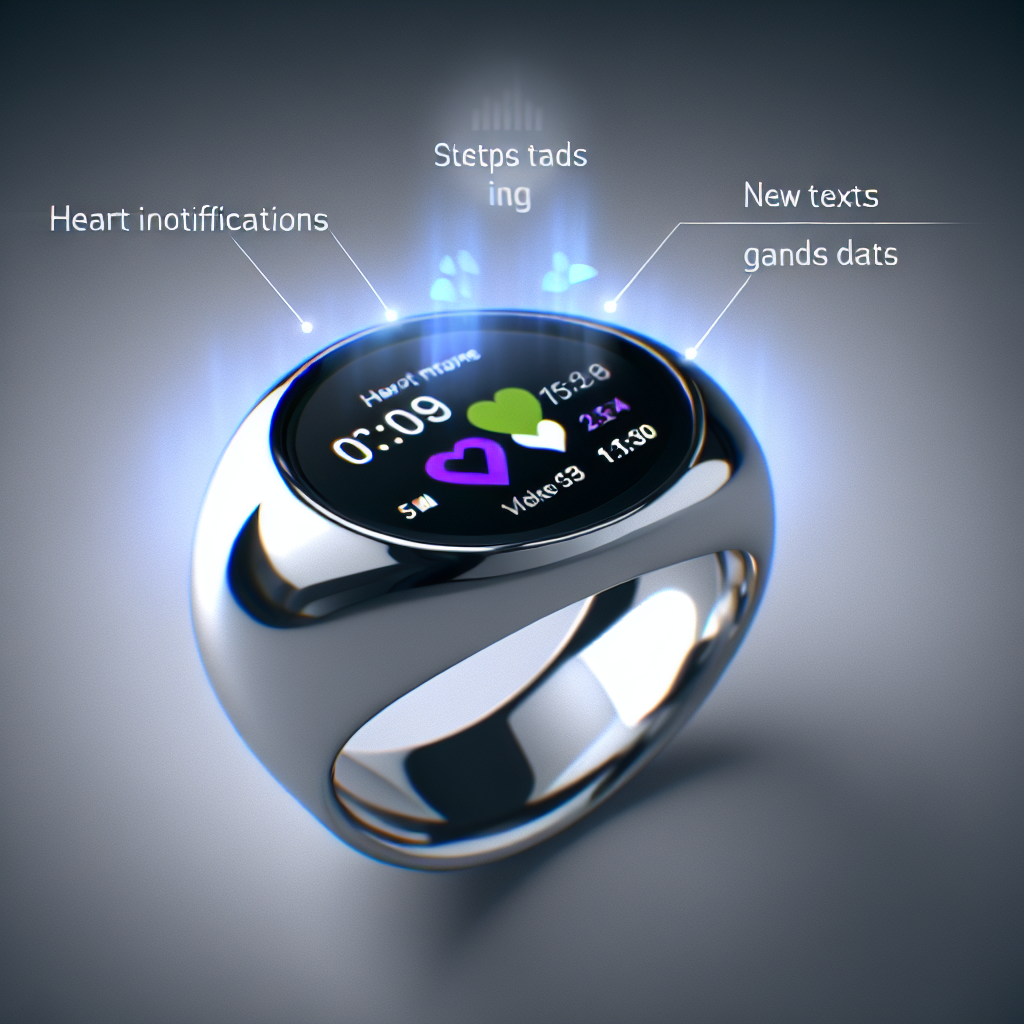 Une bague intelligente élégante affichant des noti