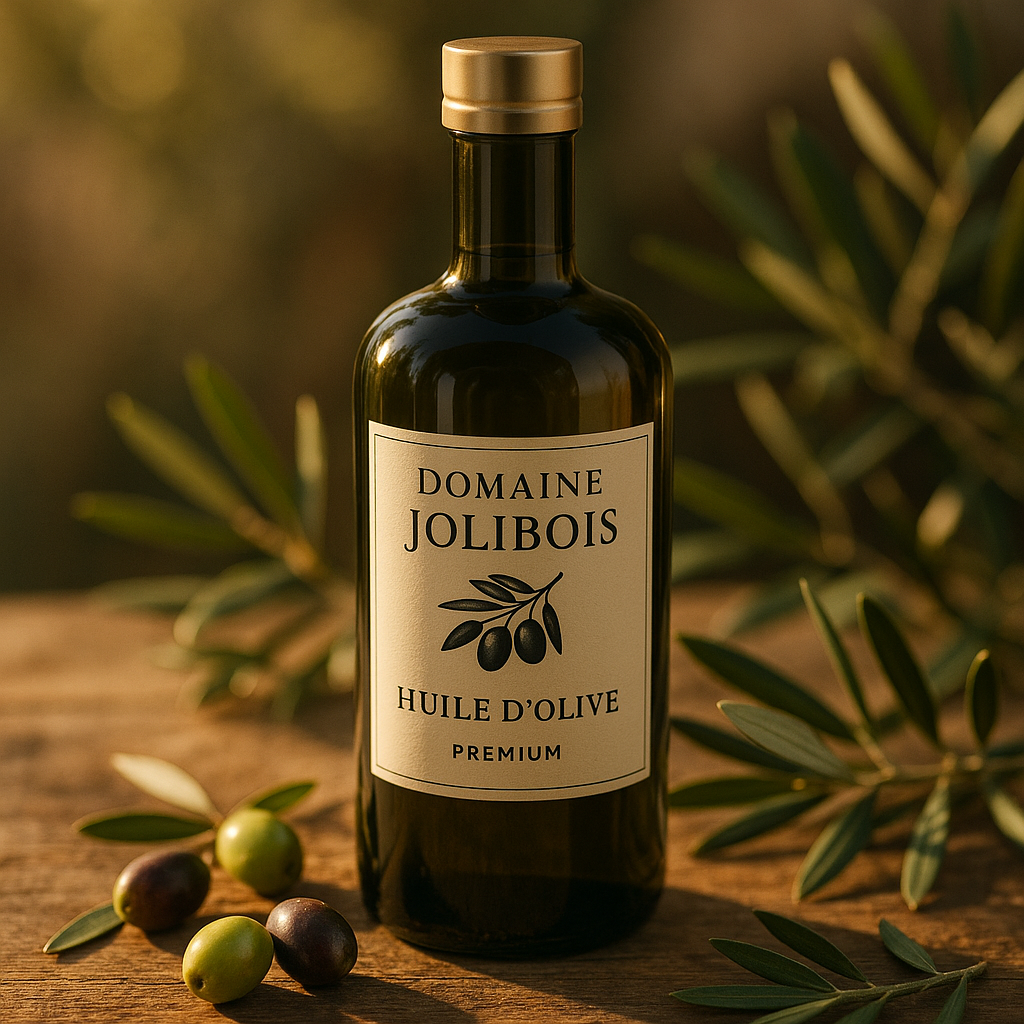 Une bouteille élégante dhuile dolive premium du
